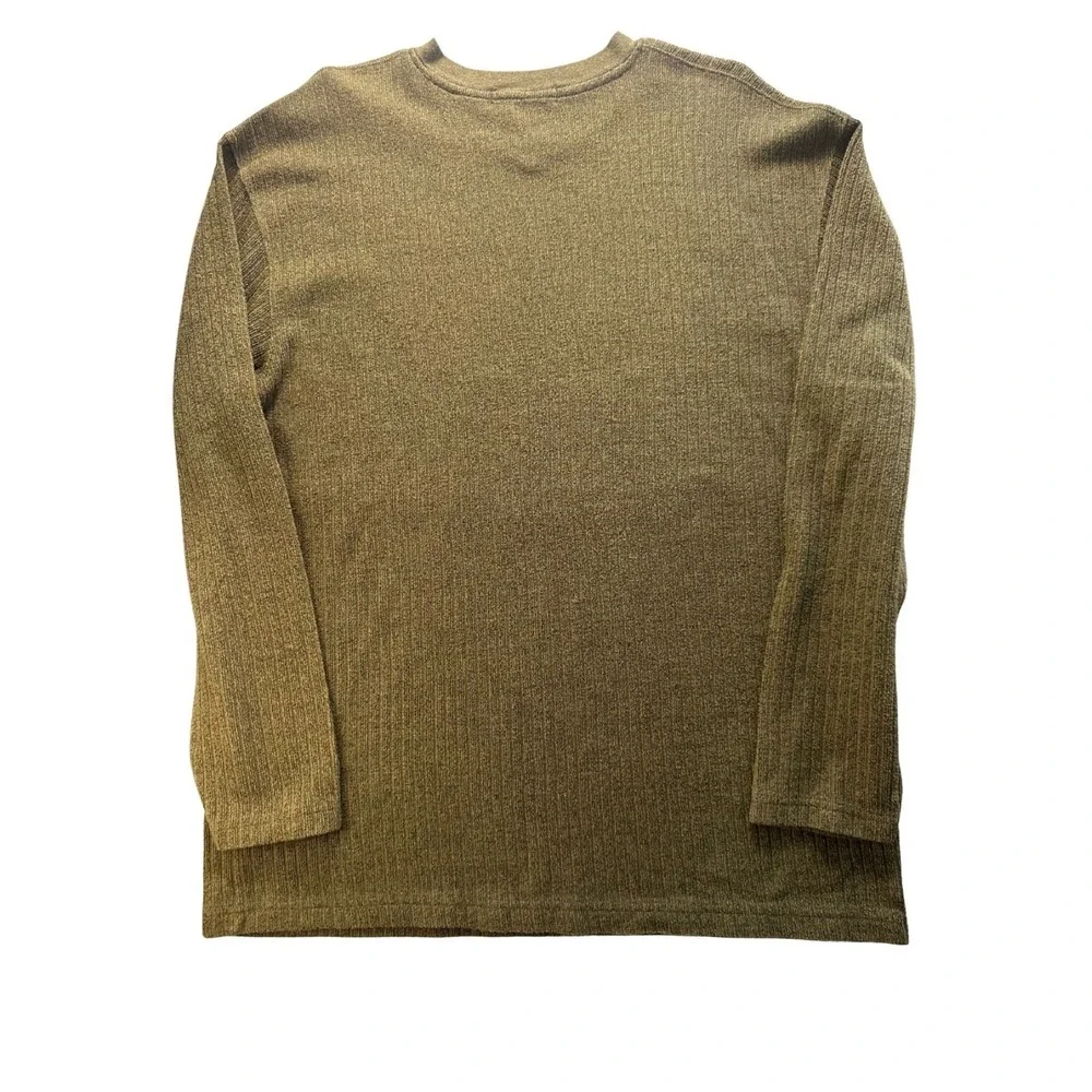 Vintage Benchline L Knit Sweater Fisherman Ribbed Crewneck Pullover Mens‎ Olive